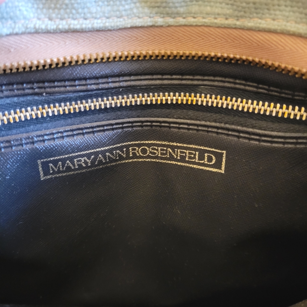 Vintage Mary Ann Rosenfeld Women's Blue and Brown Handbag Purse - Picture 14 of 14